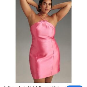 Hutch Pink Satin Halter Mini Dress
